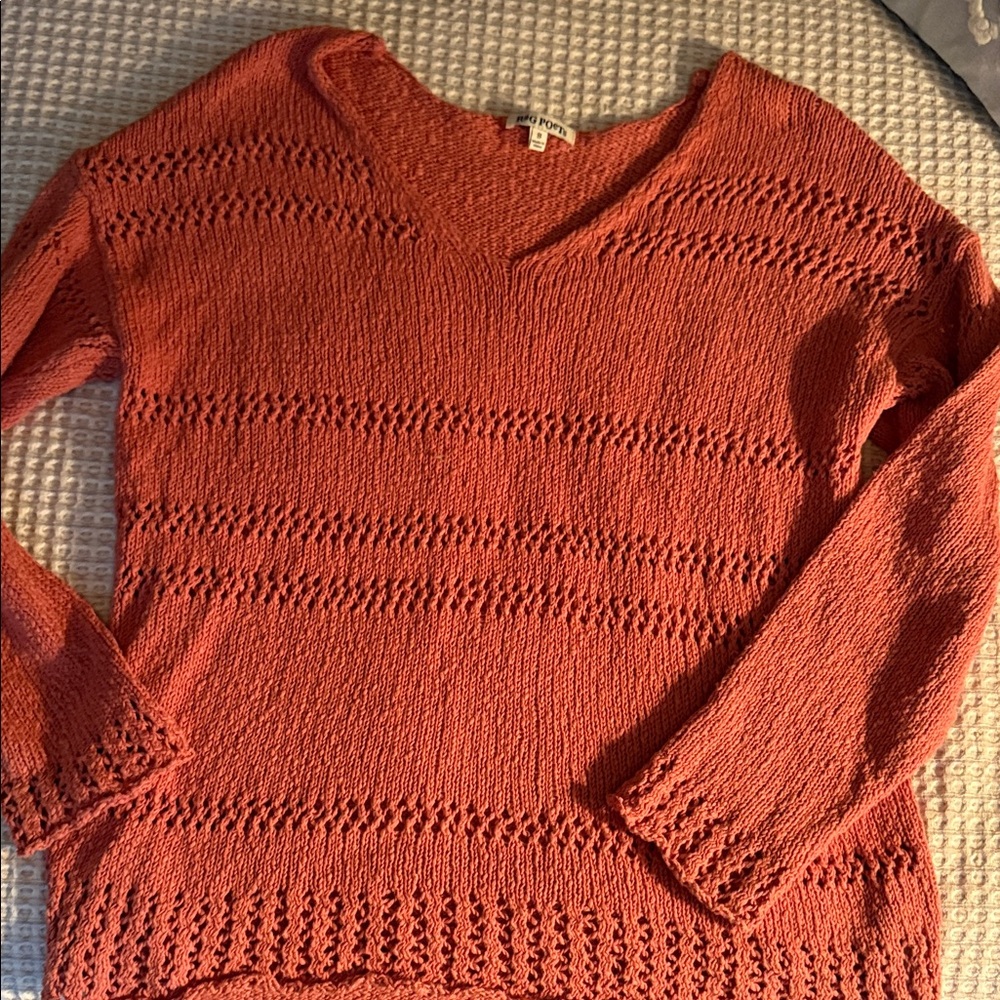 V-Neck Sweater in Warm Orange